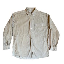 Timberland Weathergear Corduroy Button Down Shirt Men  s L Beige Khaki Long Shirt
