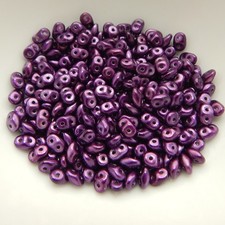 2x5mm SuperDuo Beads Metalust Purple 10 grams Czech Glass