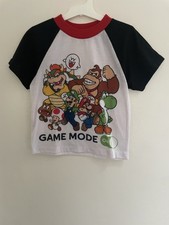Super Mario Kid Boys Luigi Bowser Donkey Kong Raglan Short Sleeve PJ Top White 7