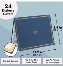 24-Pack Navy Blue Certificate Holders - Use as Award, Diploma Cover, Letter-Size