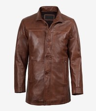 Herren Vintage Cognac Leder Auto Mantel (XXXL)