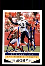 Signed Football Card Auto Eric Weddle 2013 Score #185 San Diego Chargers