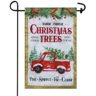 Meadow Creek Holiday 11.5'' x 18'' Christmas Trees Red Truck Outdoor Yard Flag