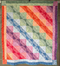 Pastel Rainbow Colors Handmade Quilt Lap Child Baby Toddler Diagonal 45x48"