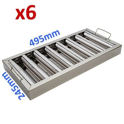 6x Baldachin Fettleitblech Filter Edelstahl Küche Dunstabzugshaube 495x245mm