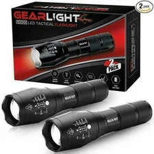 Gearlight S1000 LED Tactical Flashlight [2-PACK] - High Lumen, Zoomable, 5 Modes