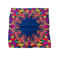 Vintage Scarf Floral Bright Pink Purple Red Blue Colors Square 30  