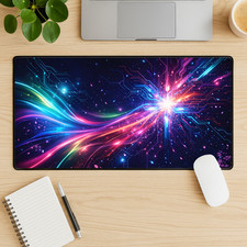 Neon Abstract Gaming Desk Mat 16x32 RGB Mouse Pad XL Non-Slip
