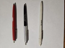 3 Vintage Scripto Ballpoint Pens With Advertising On Them -None Are Working