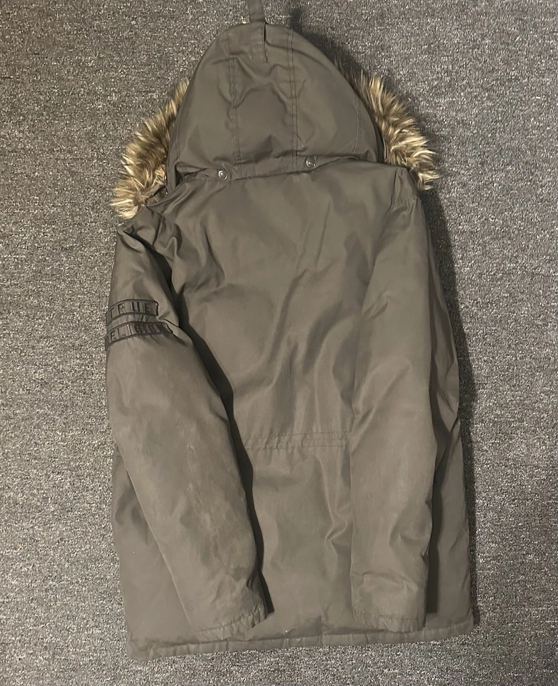 Chaqueta de plumón de invierno True Religion L/S Parka para hombre talla 2XL verde oliva oscuro Foto 4 de 4