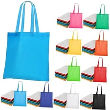  50 Pack Non Woven Bags with Handles 13 x 15 Inch Reusable Tote Bright Color