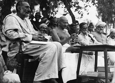 Mahatma Gandhi flanked by Reverend Dalaya Khan Abdul Ghaffar K- 1930s Old Photo