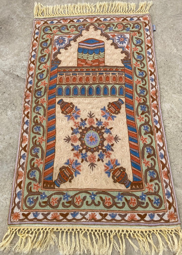 Vintage Artisan Made Hand Woven Kashmiri Kilim Prayer Rug Carpet 107x63 cm