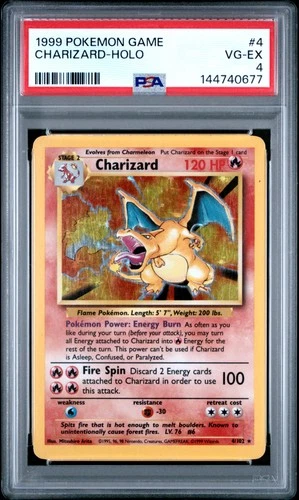 1999 POKEMON BASE SET UNLIMITED #4 CHARIZARD-HOLO PSA 4