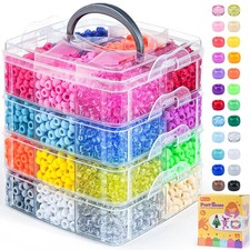 4800PCS Pony Beads Bulk, 24 Colors Kandi 6x9mm Large 6 9mm, 24
