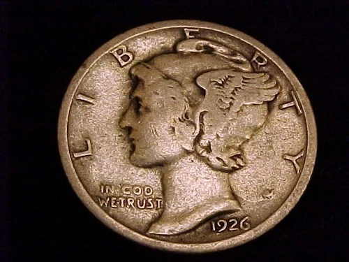 1926-S  Mercury Dime, Very Good almost Fine Grade.