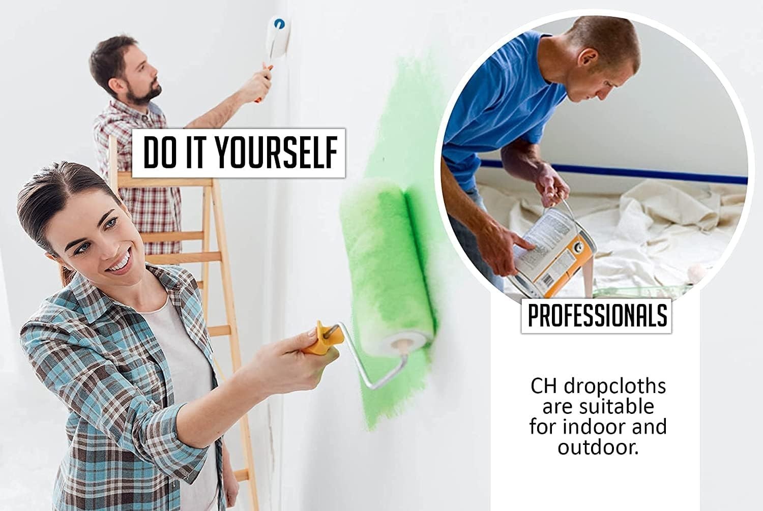 All-Purpose 6' x 9' Canvas Painters Drop Cloth - Protect Floors & Decor - 2 Pack thumbnail 8