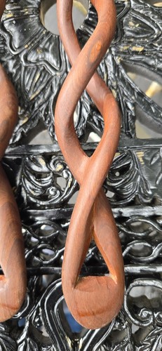 Lovely Hand Crafted Carved Wooden Salad Spoon Fork Servers Twisted 12X3.5" - Picture 9 of 10