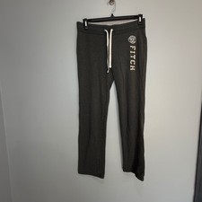 Abercrombie Fitch Womens Charcoal Grey Logo Sweatpants Straight Leg Large Y2K