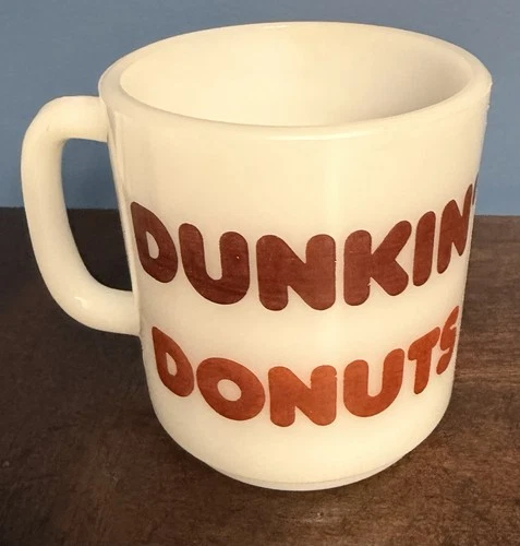 Vintage 1979 Glasbake Dunkin’ Donuts Mug Classic Milk Glass White