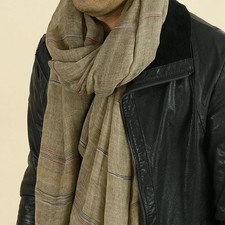 Fashion Men Scarf Cotton Linen Yarn-dyed Striped Men's Scarves Tassel Long Shawl