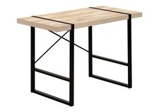 【US】Computer Desk,Home Office,Laptop,48"l,Work,Natural Laminate,Black Metal,Con