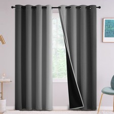 Grey 100 Blackout Curtains for Bedroom  Ombre Room Darkening Curtains for Liv...