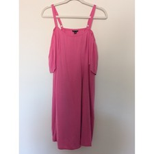 Torrid Womens Plus 00 Pink Cold Shoulder Short Sleeve Knee Length Dress