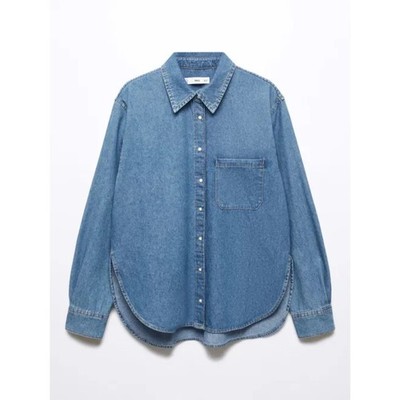 MNG Mango Diana Denim Button Down Shirt - Blue S