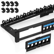 Everest 24 Port Keystone Patch Panel 4-Pack Slim Profile Removable Cable
