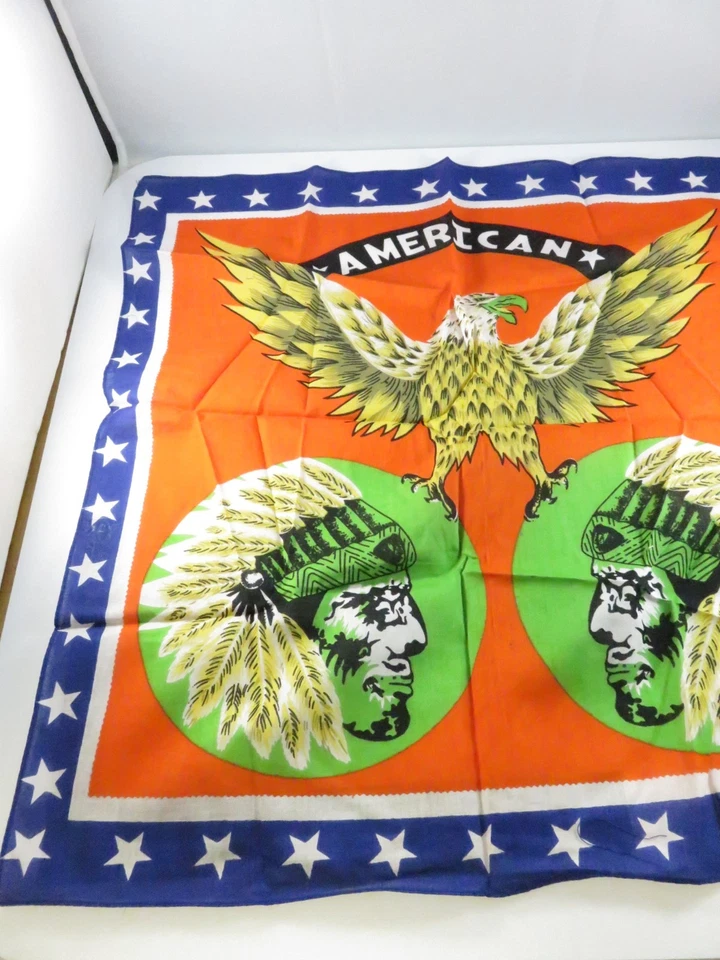 Vintage Patriotic Eagle Scarf with Star Border 21 Inch Square c1980 - Image 2 of 3