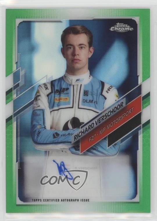 2021 Topps Chrome Formula 1 Green Refractor 52/99 Richard Verschoor Auto ux8