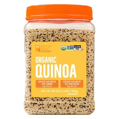 BetterBody Foods Organic Quinoa, Vegan, Gluten Free, Low 3 Pound (Pack of 1) 