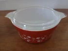 Pyrex Trailing Flowers Casserole Dish 474-B w/ Lid  Burnt Orange Rust 1.5 qt