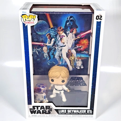 Funko Pop! Movie Poster with Case: Star Wars 17" Luke Skywalker W/R2-D2 #02 New
