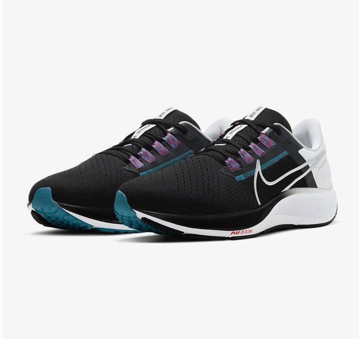 Men Nike Pegasus 38 Road Running Shoes Black/White/Blue 