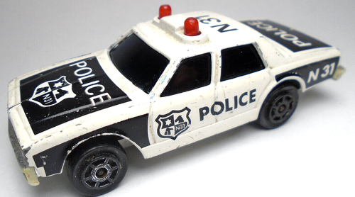 MAJORETTE SONIC FLASHERS N31 BLACK & WHITE 1:64 DIECAST 3" POLICE CAR WITH RED