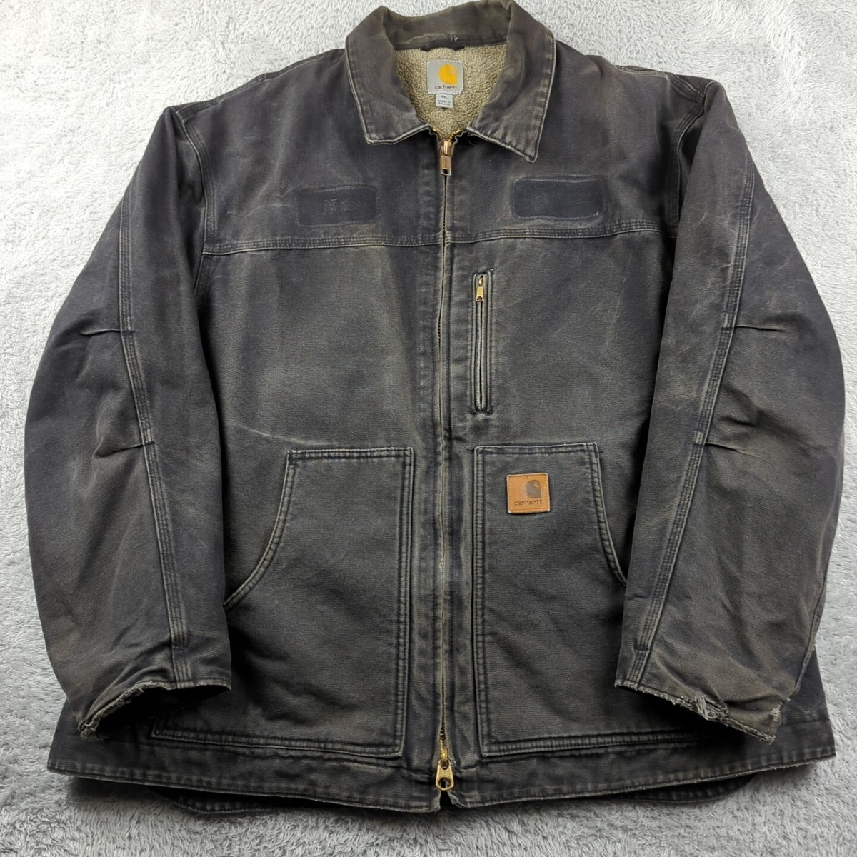 Carhartt Jacket Mens 2XL Black C61 BLK Sherpa Lined Duck