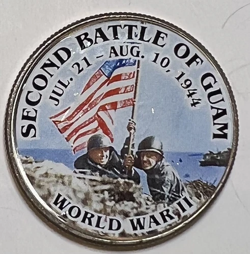 Second Battle of Guam WWII Colorized Commemorative Clad Kennedy Half Dollar