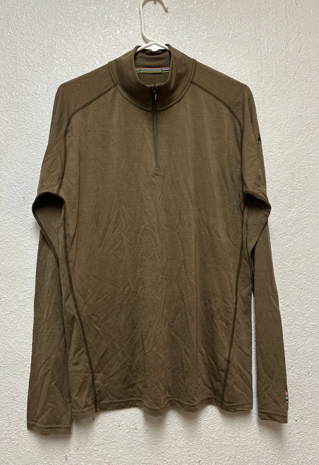 SMARTWOOL mens Merino 150 Baselayer 1/4 Zip brown wool outdoor hiking Sz M