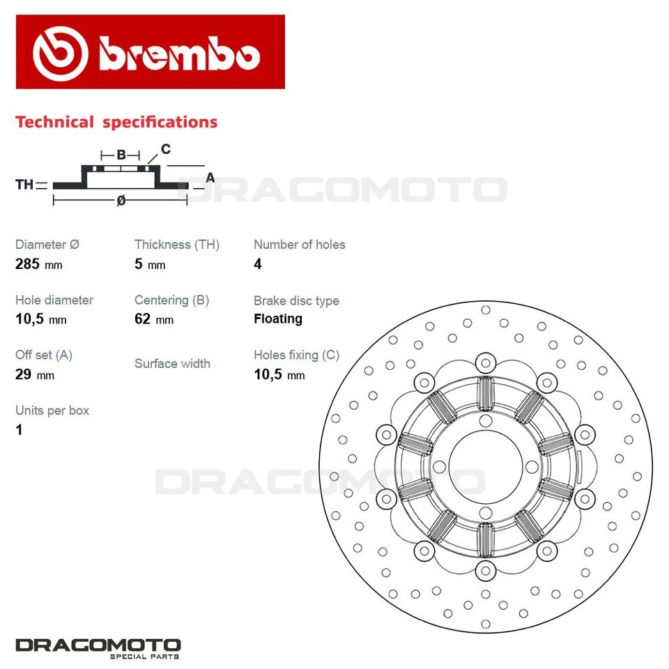 BMW R 100 GS PARIS DAKAR 1000 1989-1996 Disco Freno Anteriore BREMBO ORO Flot... - Изображение 3 из 4