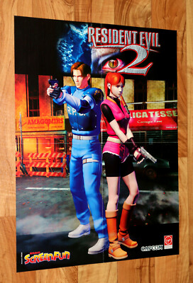 Resident Evil 2 Leon Claire Redfield / Lara Croft Poster PS1