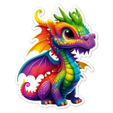 Cute Winged Dragon, Vinyl Decal Sticker, Indoor Outdoor, 3 Sizes, #8788