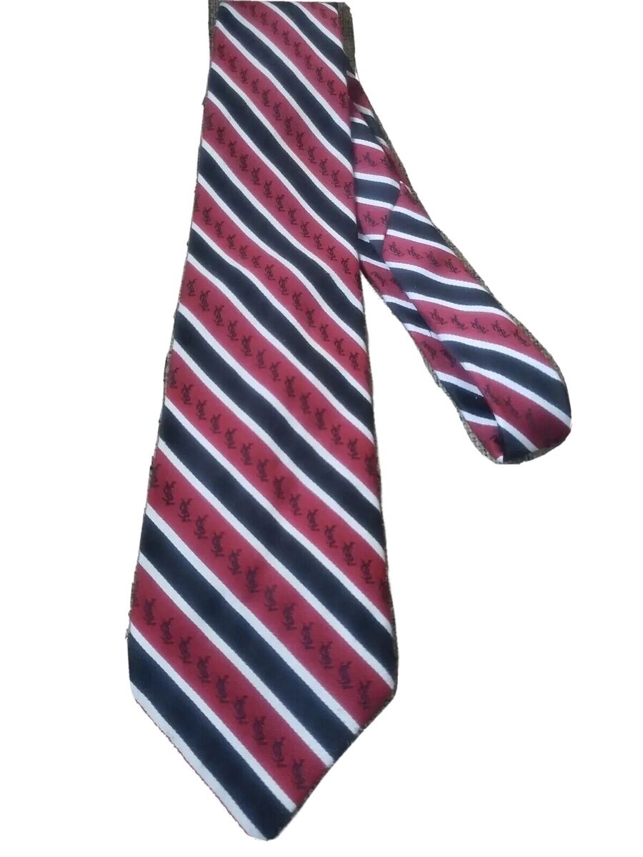 【関税&送料込み】Saint Laurent Tie VINTAGE YVES SAINT LAURENT TIE BLUE RED STRIPED | eBay