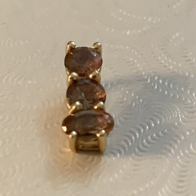 DESIGNER 14K YELLOW GOLD 3 STONE MYSTIC TOPAZ OVAL PENDANT PAST PRESENT FUTURE