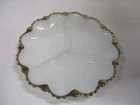 Vintage Milk Glass 3 Section Plate with Gold Trim