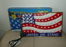 USA American Flag Light Set Sign 13" X 8.5" 70 Red, White Blue Bulbs UL