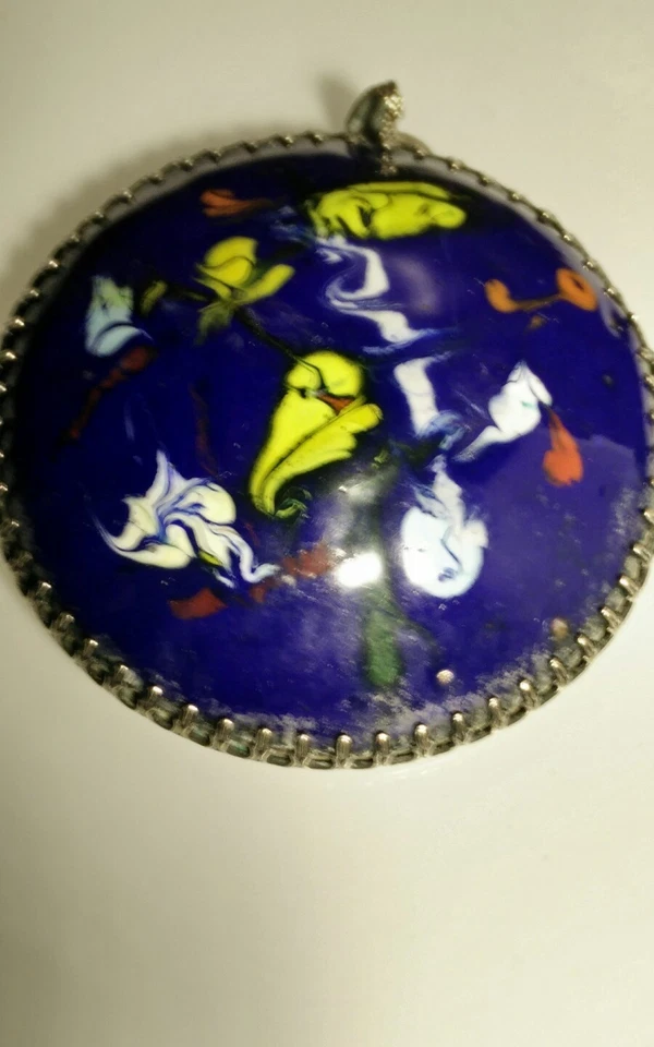 Ciondolo Smalto Multicolore Antico 6 CM Da Diametro - Immagine 3 di 4