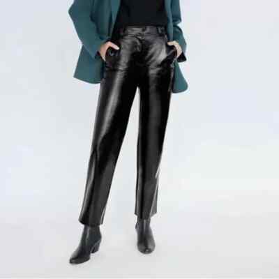 Aritzia Babaton Command Pant Mid-Rise Vegan Leather Black Size