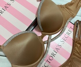 Victoria's Secret Shine Cradle Very Sexy Push Up Bra Thong Set Toffee Beige